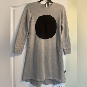 Gray Dress with Black Circle Design